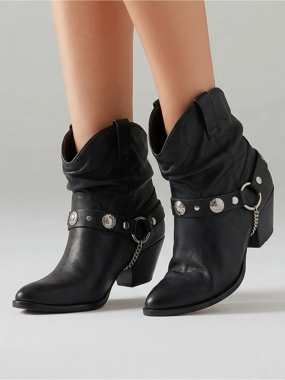 Dingo black Western Harness Cowgirl Ankle Boots sz 7